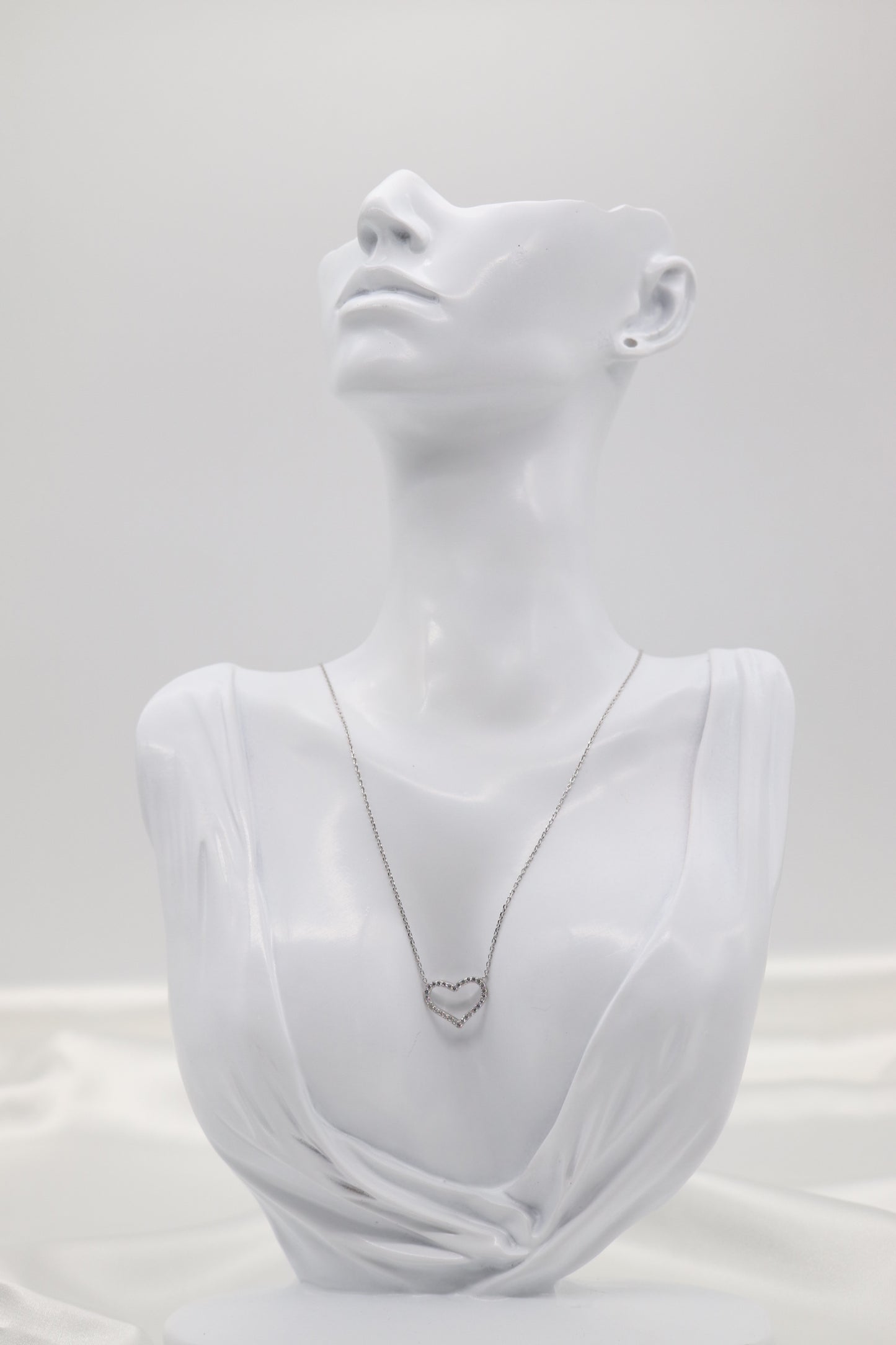 Sterling Silver Diamond Heart Pendant Necklace