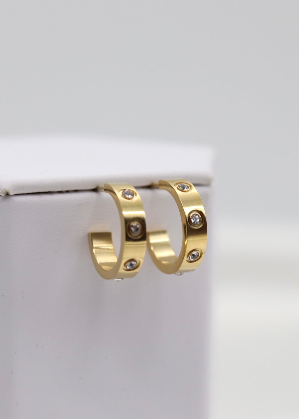 CZ Huggie Gold Earrings