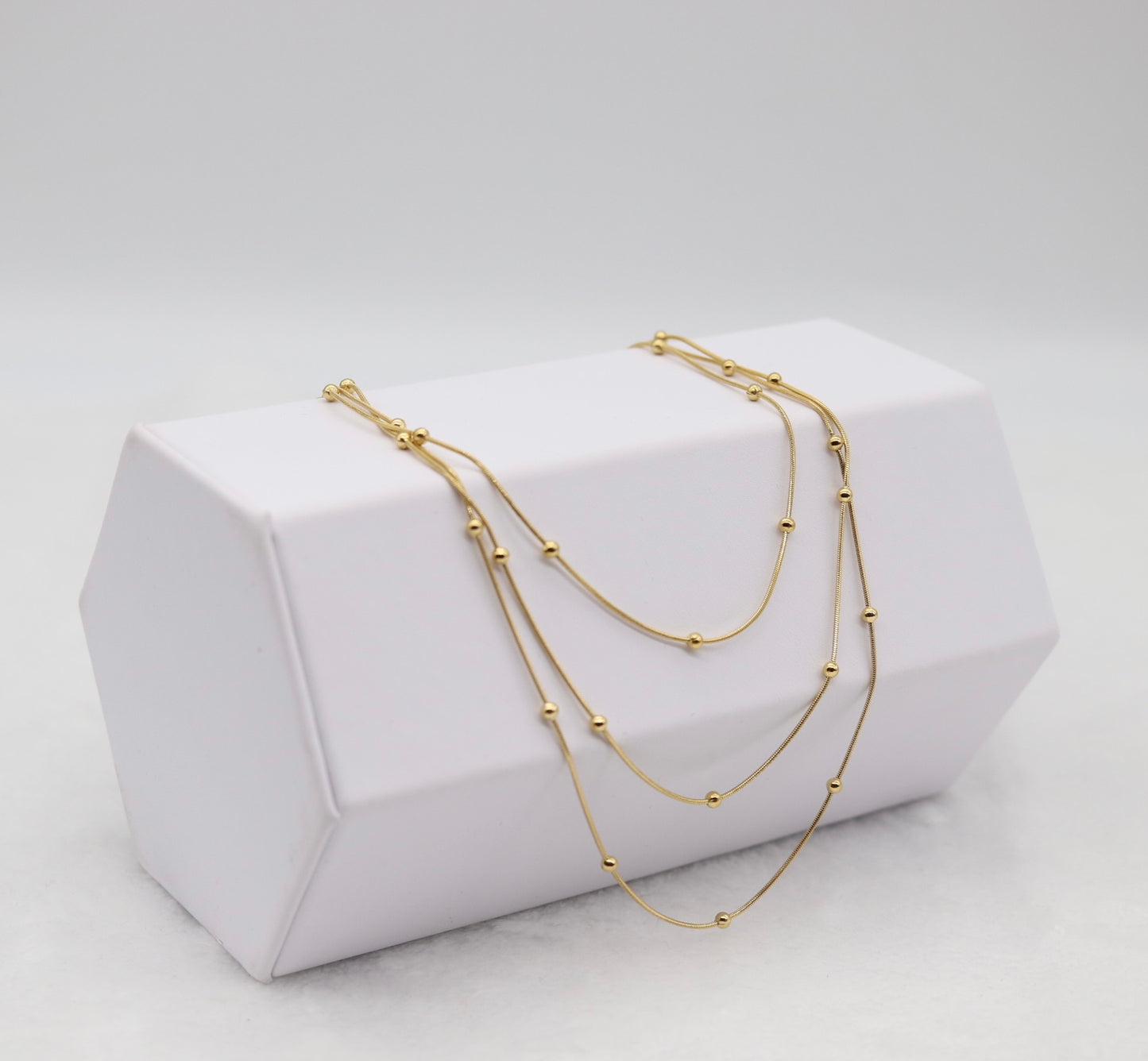 Triple Layer Gold Bead Necklace