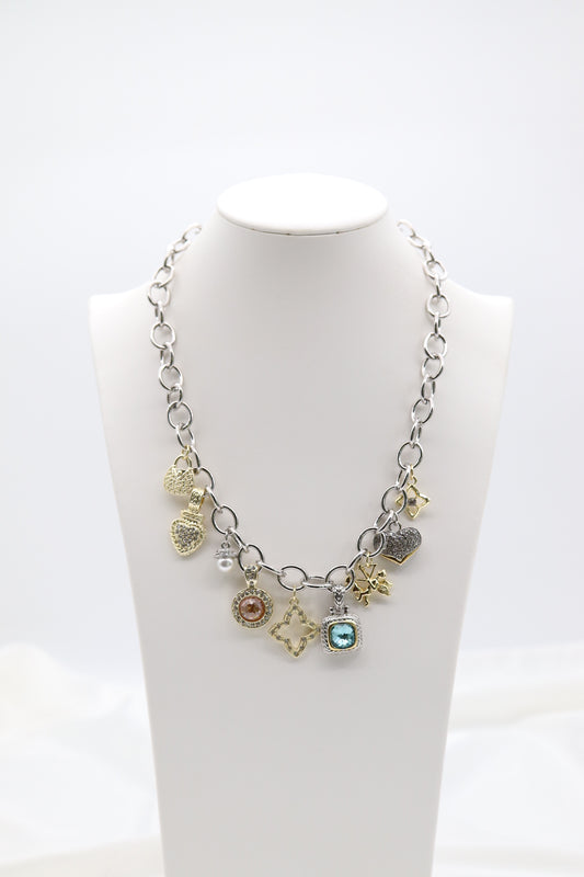 Mixed Metal Charm Link Necklace