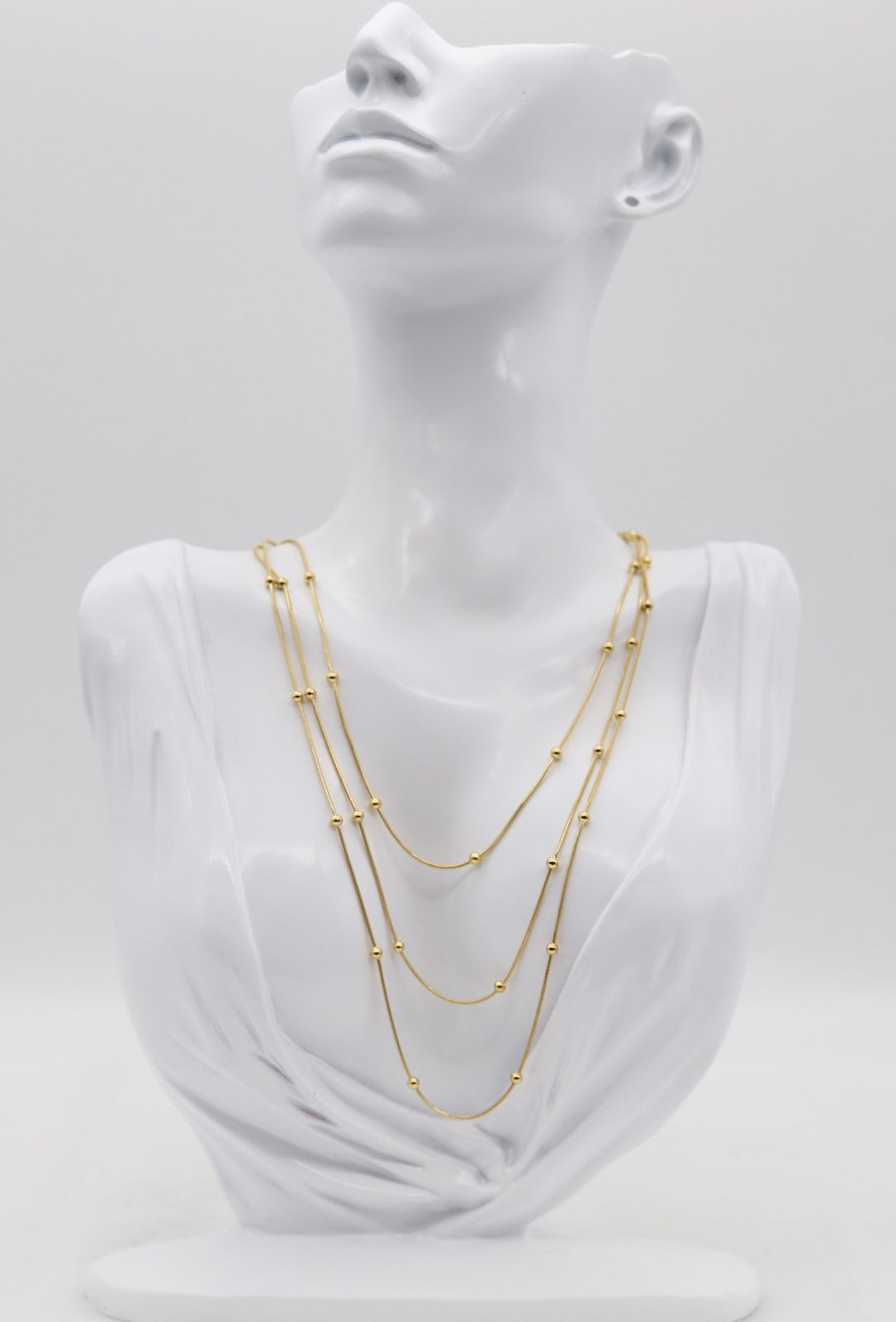 Triple Layer Gold Bead Necklace