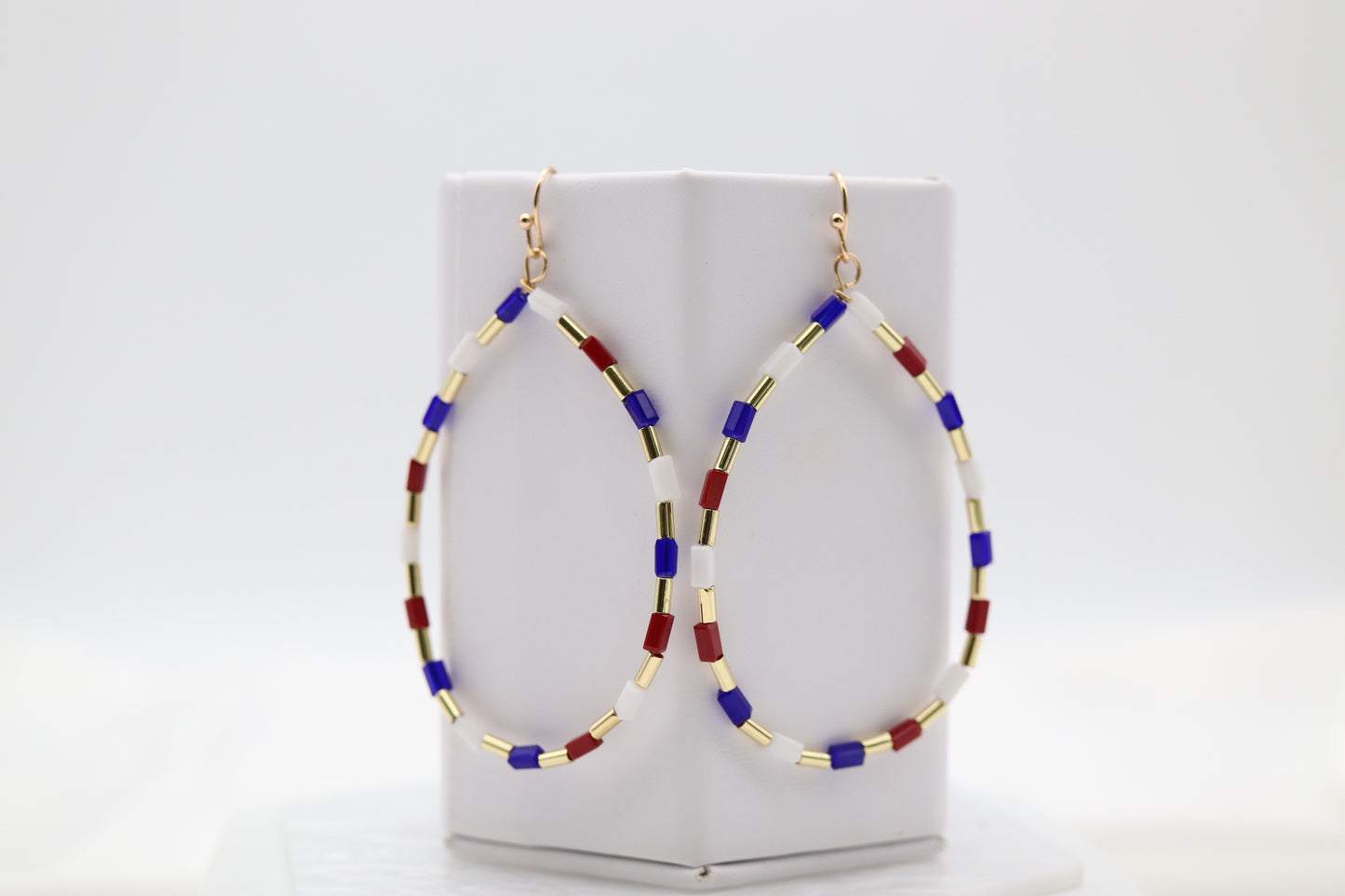 Glass Bead Patriot Teardrop Earring