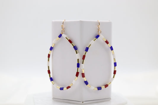 Glass Bead Patriot Teardrop Earring