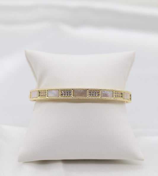 Opal Gleam Mosaic CZ Bangle