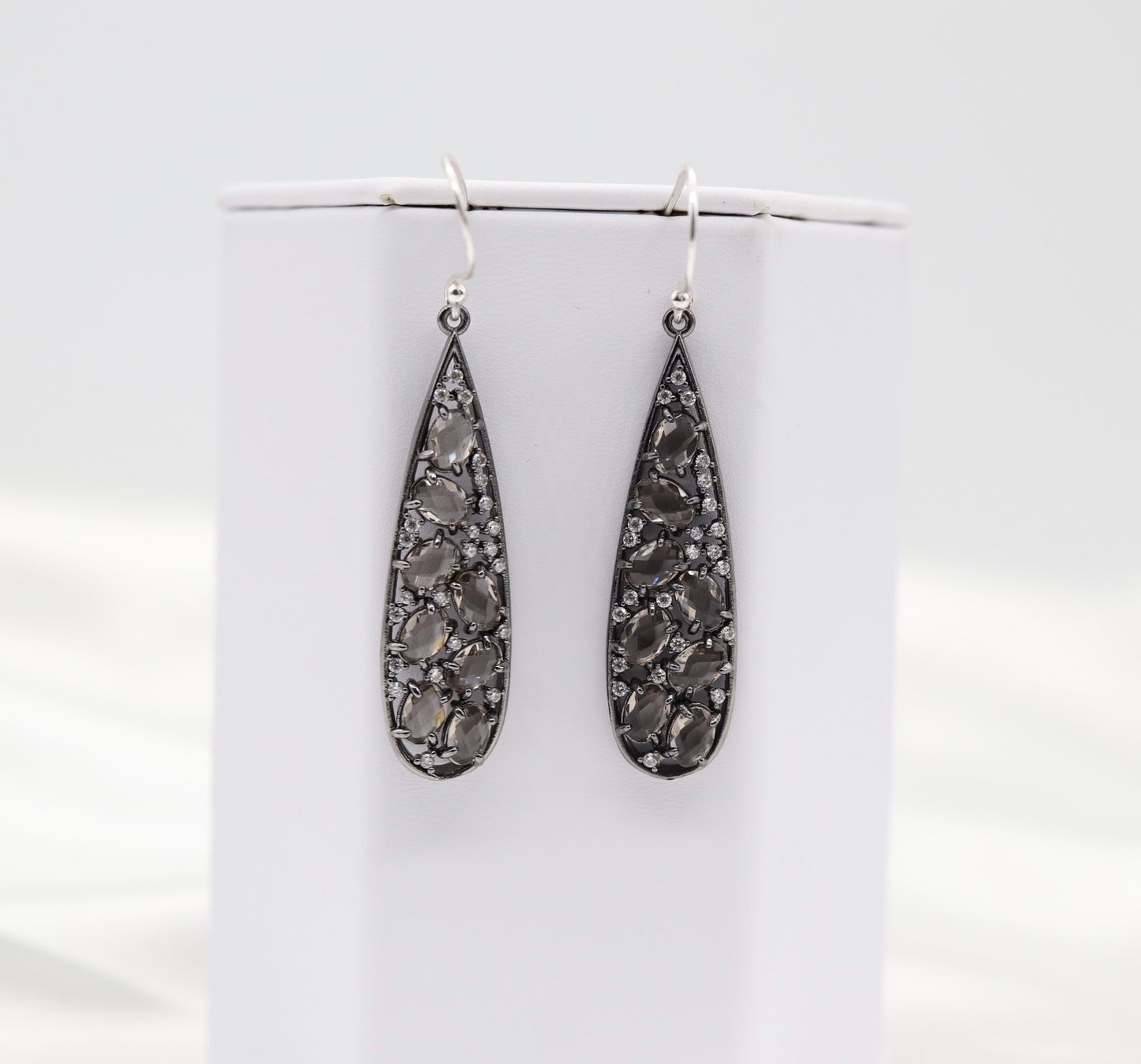 Silver Bezel Set Teardrop Earrings