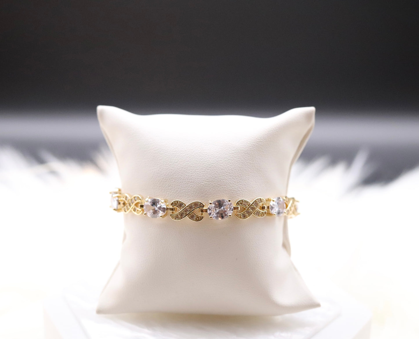 Radiant Crystal Clear Gemstones Infinity Bracelet