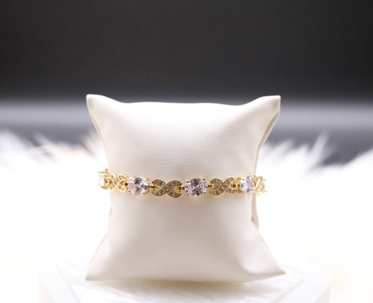 Radiant Crystal Clear Gemstones Infinity Bracelet