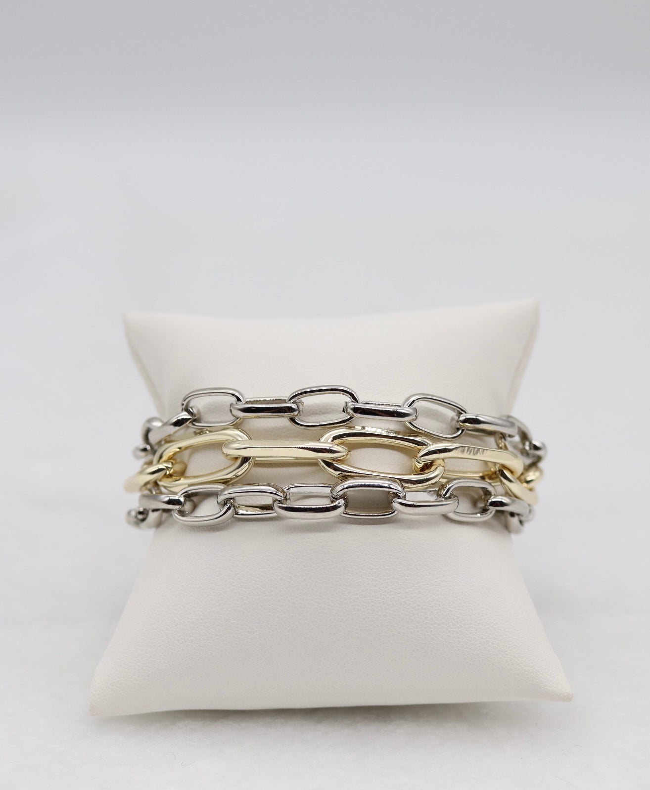 Chunky Two-Tone Chain Link Bracelet in Gold and Silver