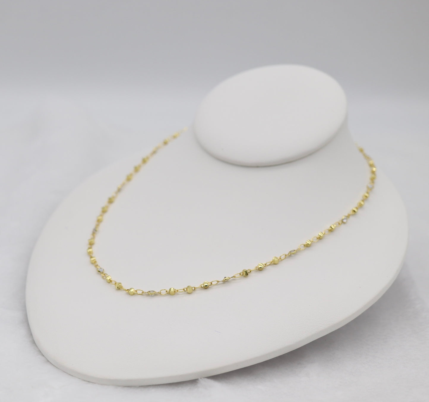 Delicate Gold Beaded Chain Necklace