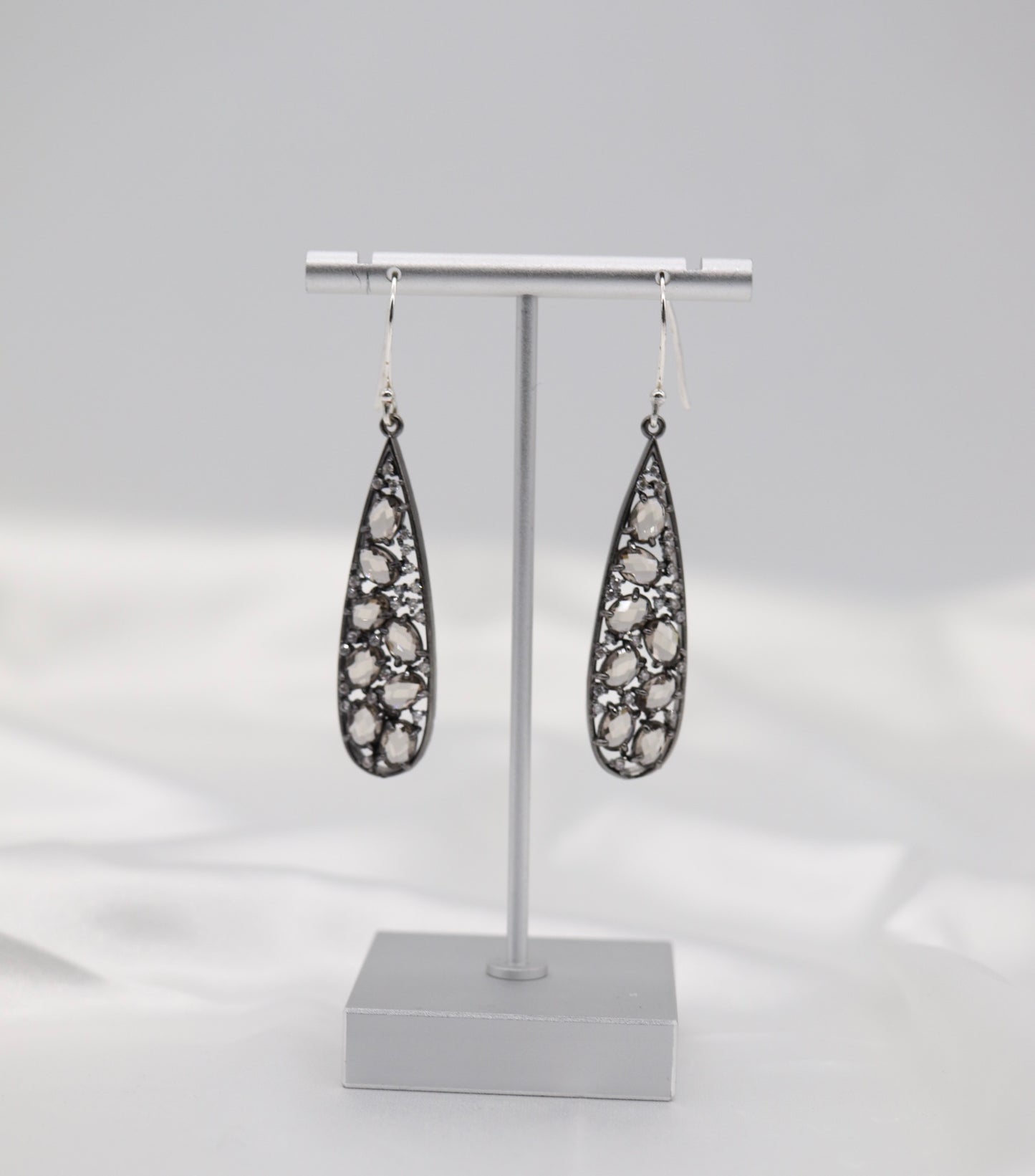 Silver Bezel Set Teardrop Earrings