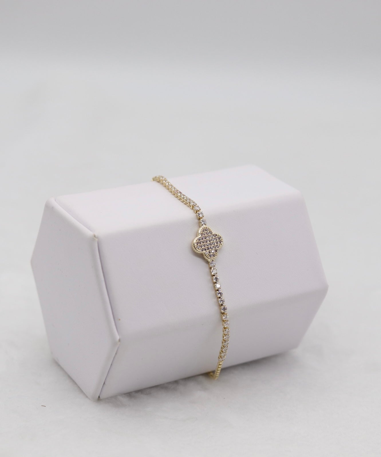 Gold Pave Clover Adjustable Bracelet