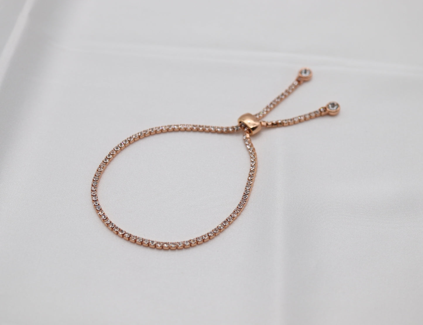CZ Thin Rose Gold Tennis Bracelet