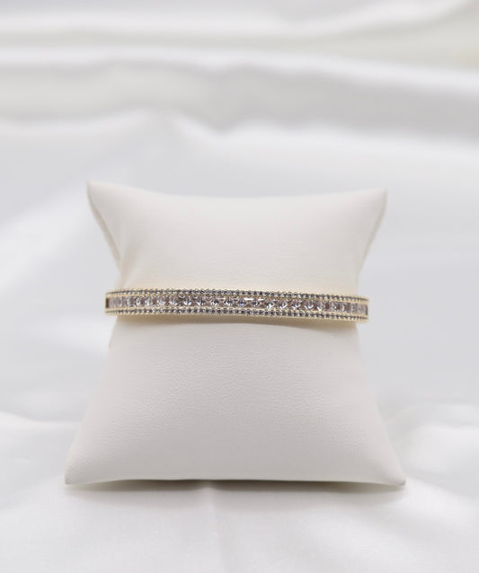 Regal Sparkle Princess-Cut CZ Bangle