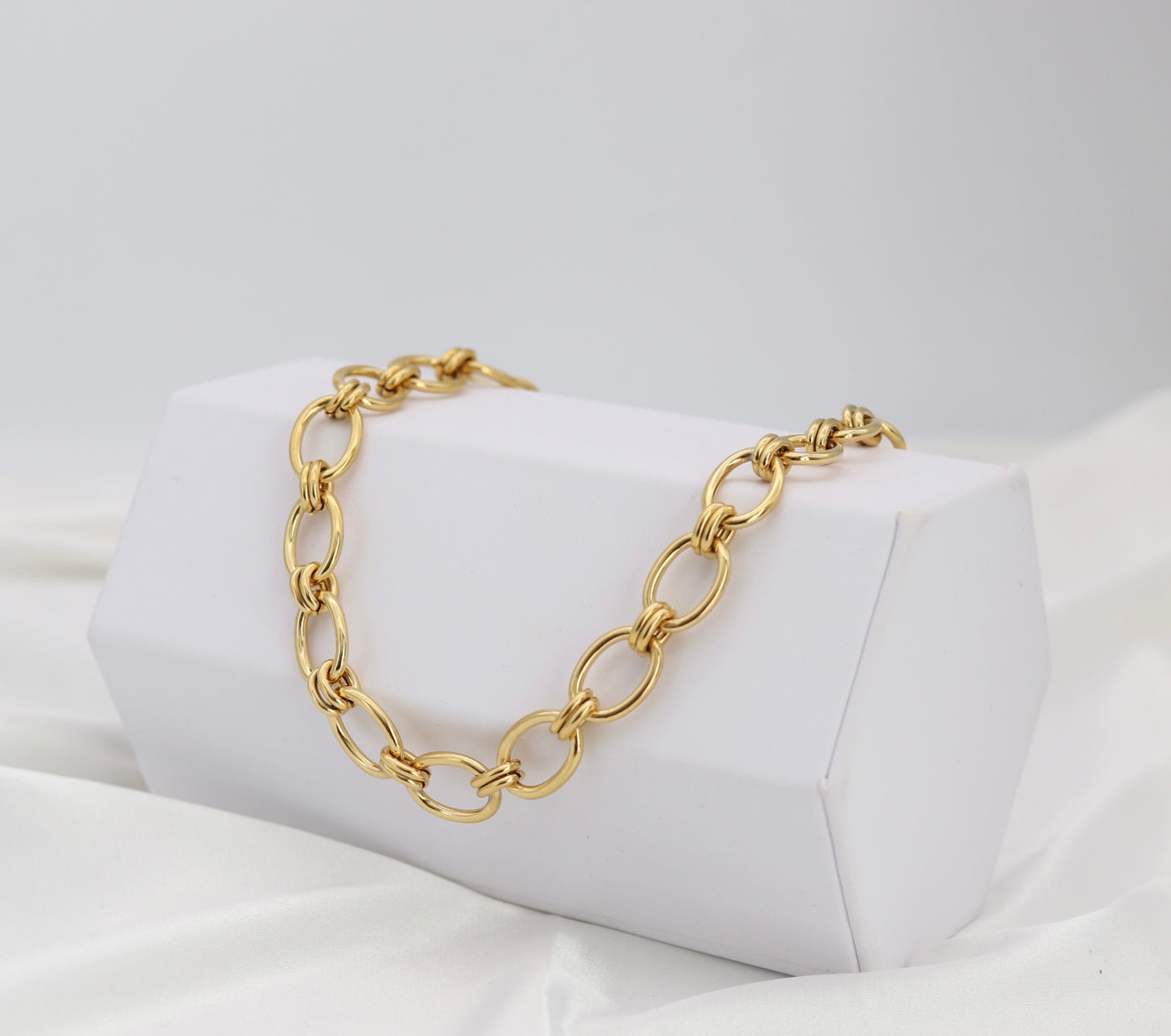Bold Gold Oval Link Chain Necklace