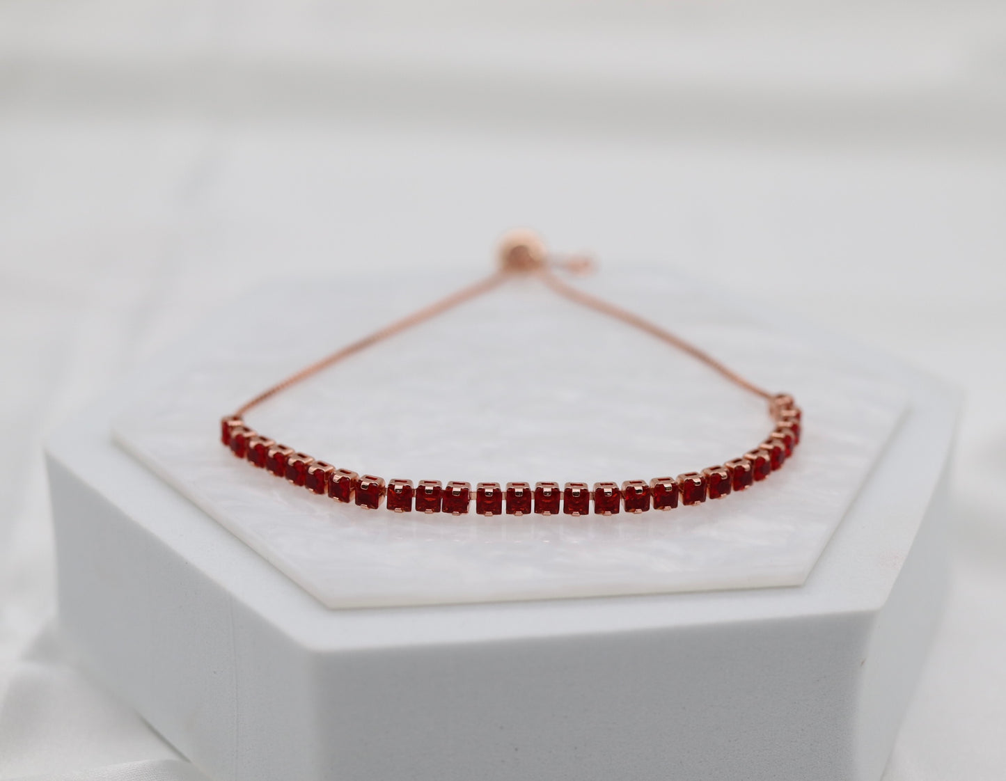 Ruby Red CZ Diamond Adjustable Bracelet