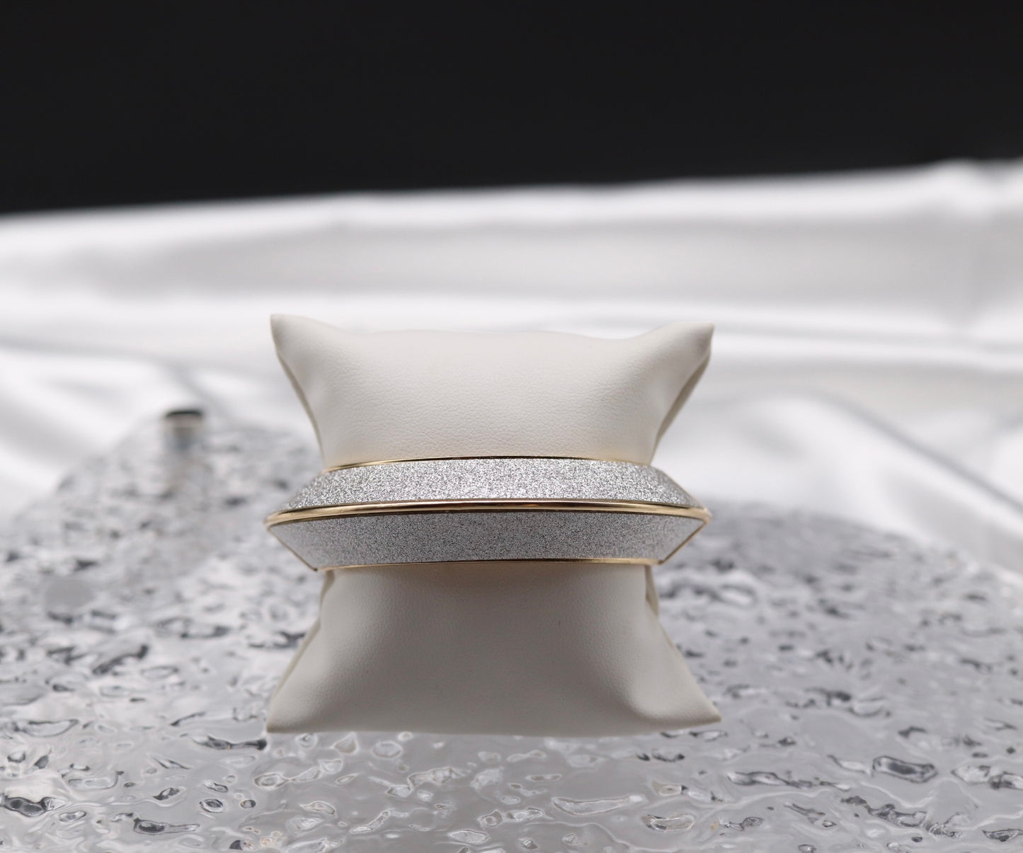 Sparking Hinge Bangle Bracelet With Gold Trim