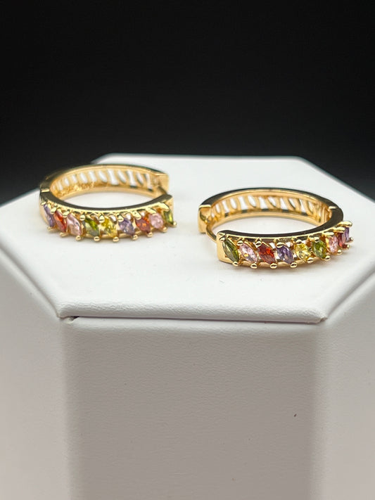 Rainbow Sapphire Hinged Hoop Earrings