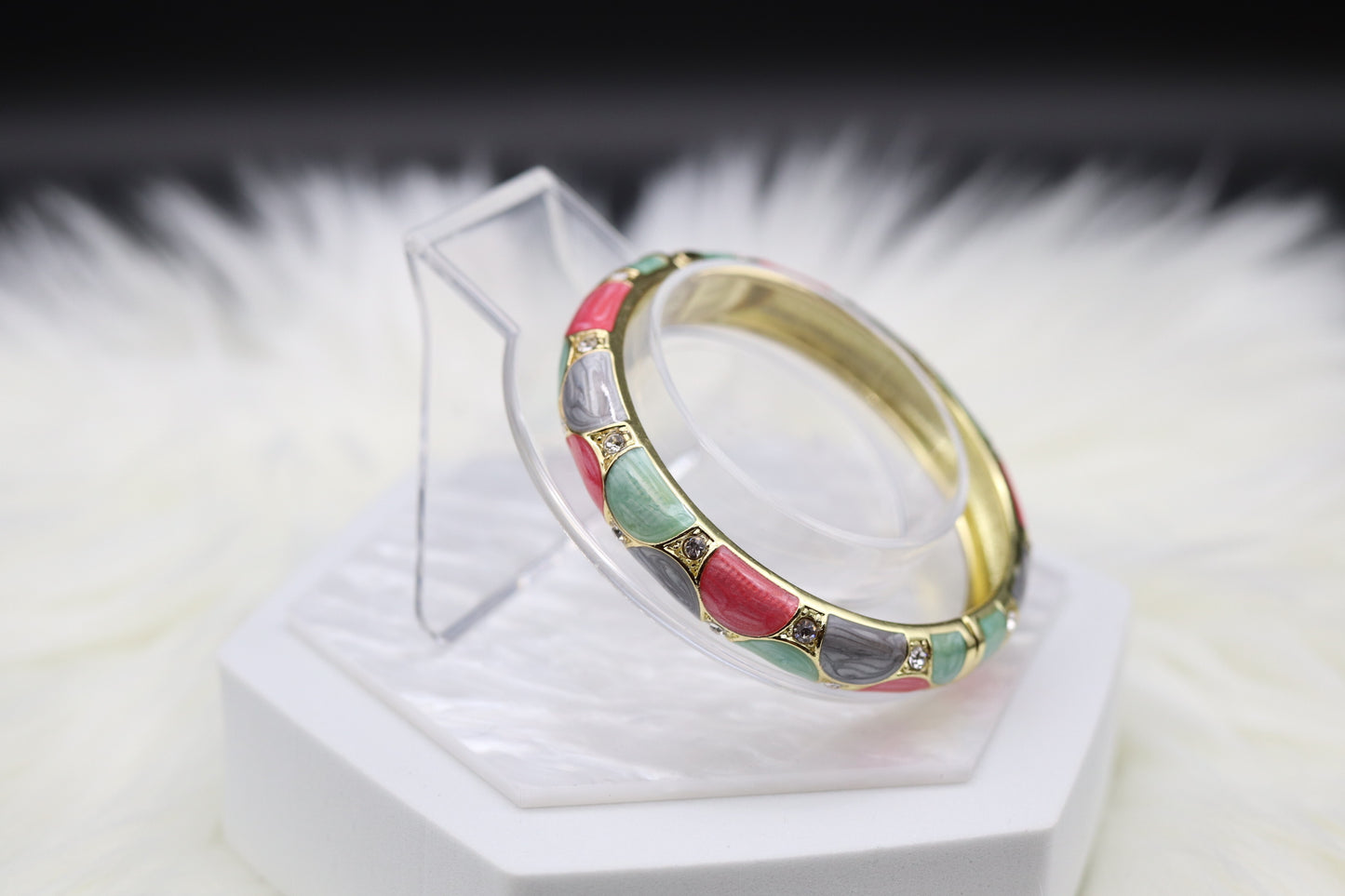 Colorful Enamel Bangle Hinged Bracelet