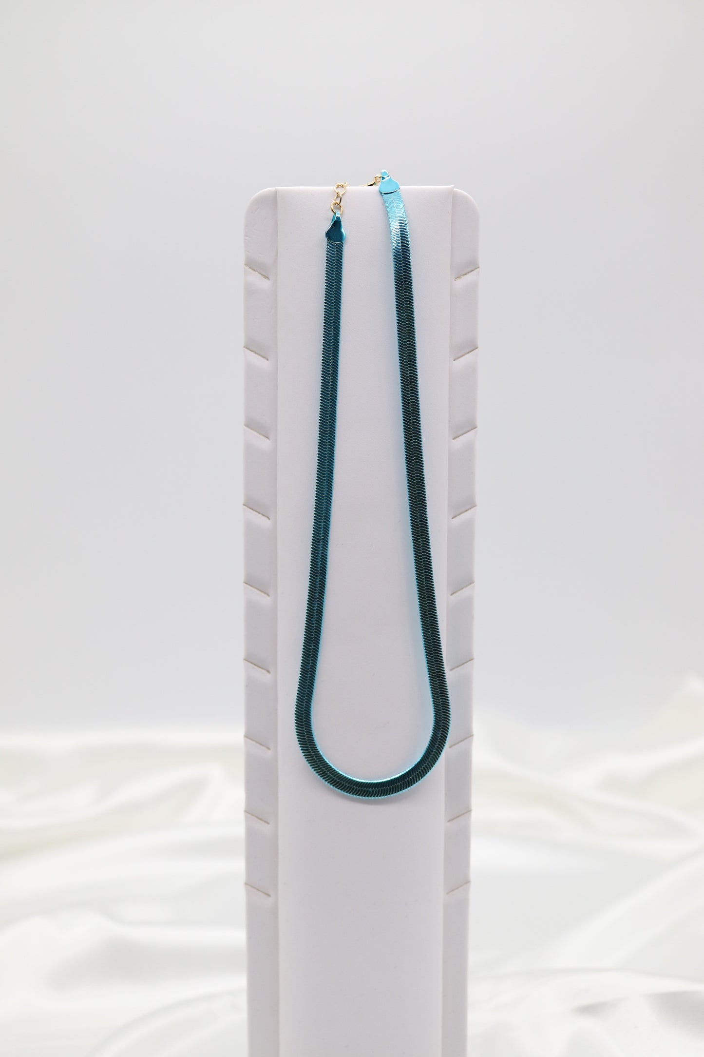 Aqua Blue Herringbone Necklace