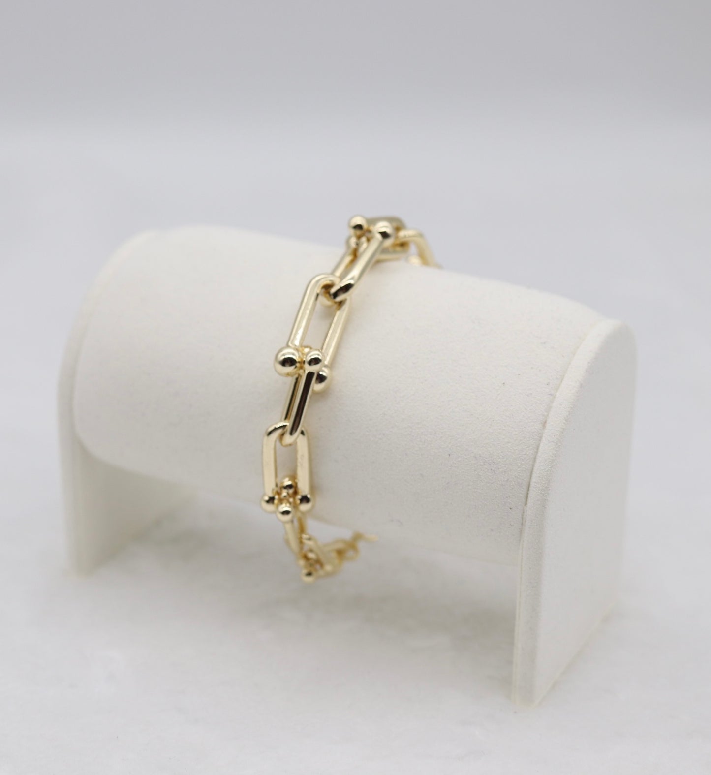Bold Gold Link Bracelet with Ball Accents