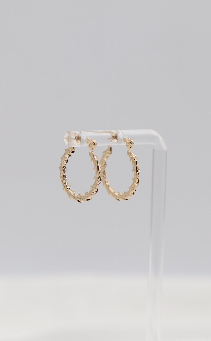 Textured Twist Gold Hoop Earrings