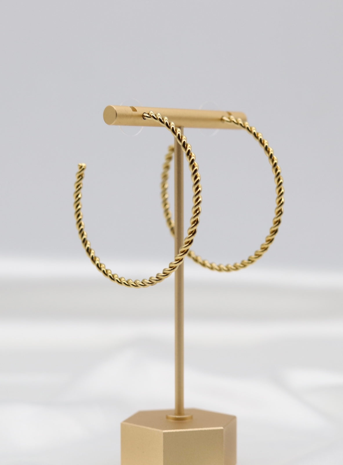 Large Twisted Gold Hoop Earrings
