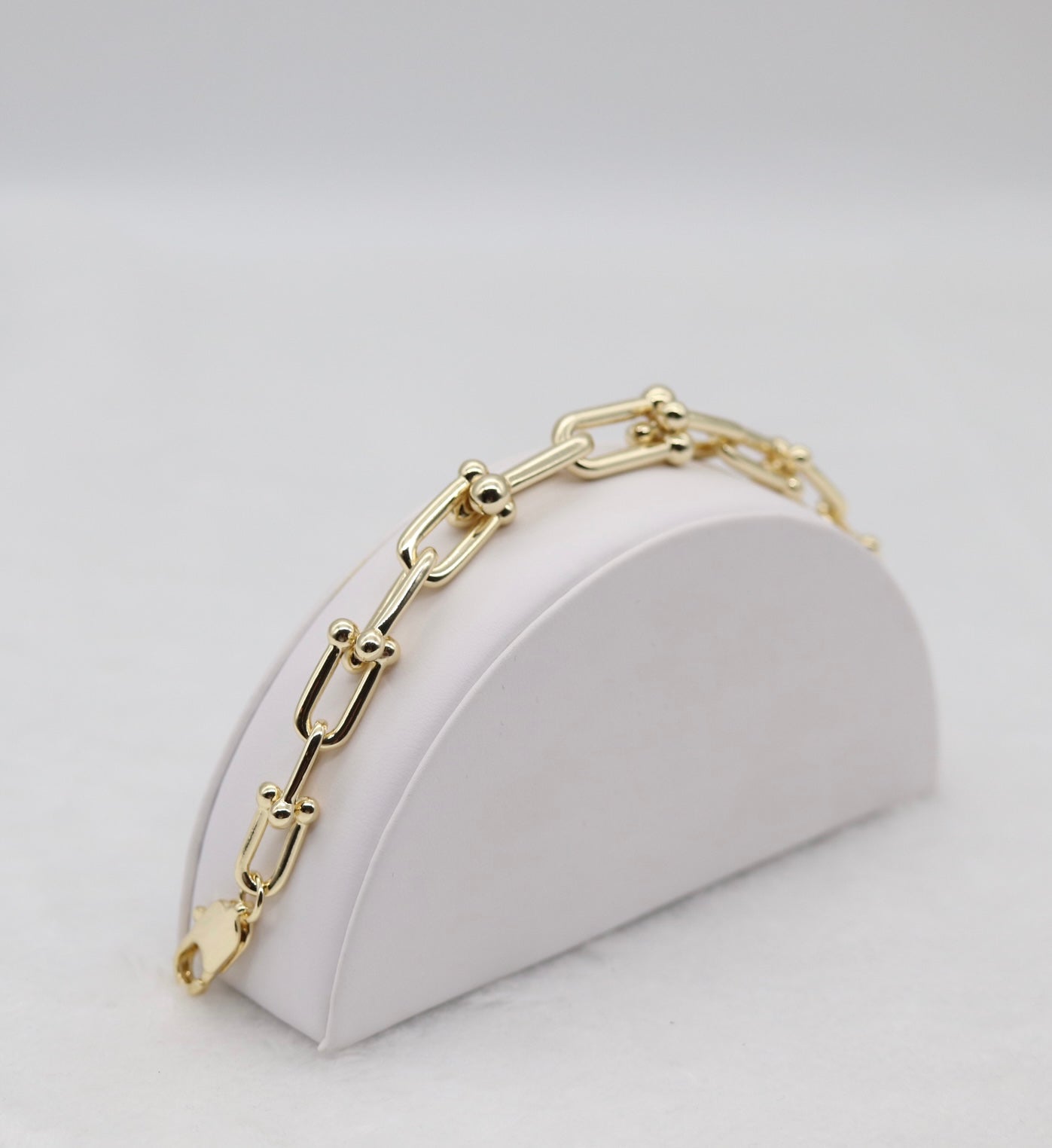 Bold Gold Link Bracelet with Ball Accents
