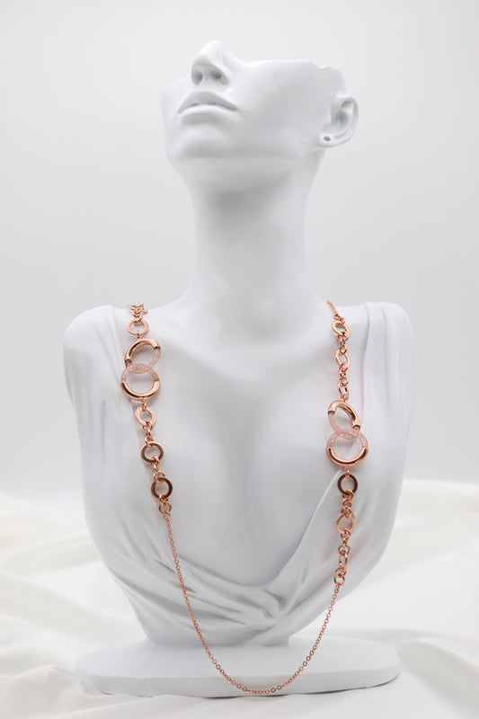 Rose Gold Austrian Crystals Circle Necklace
