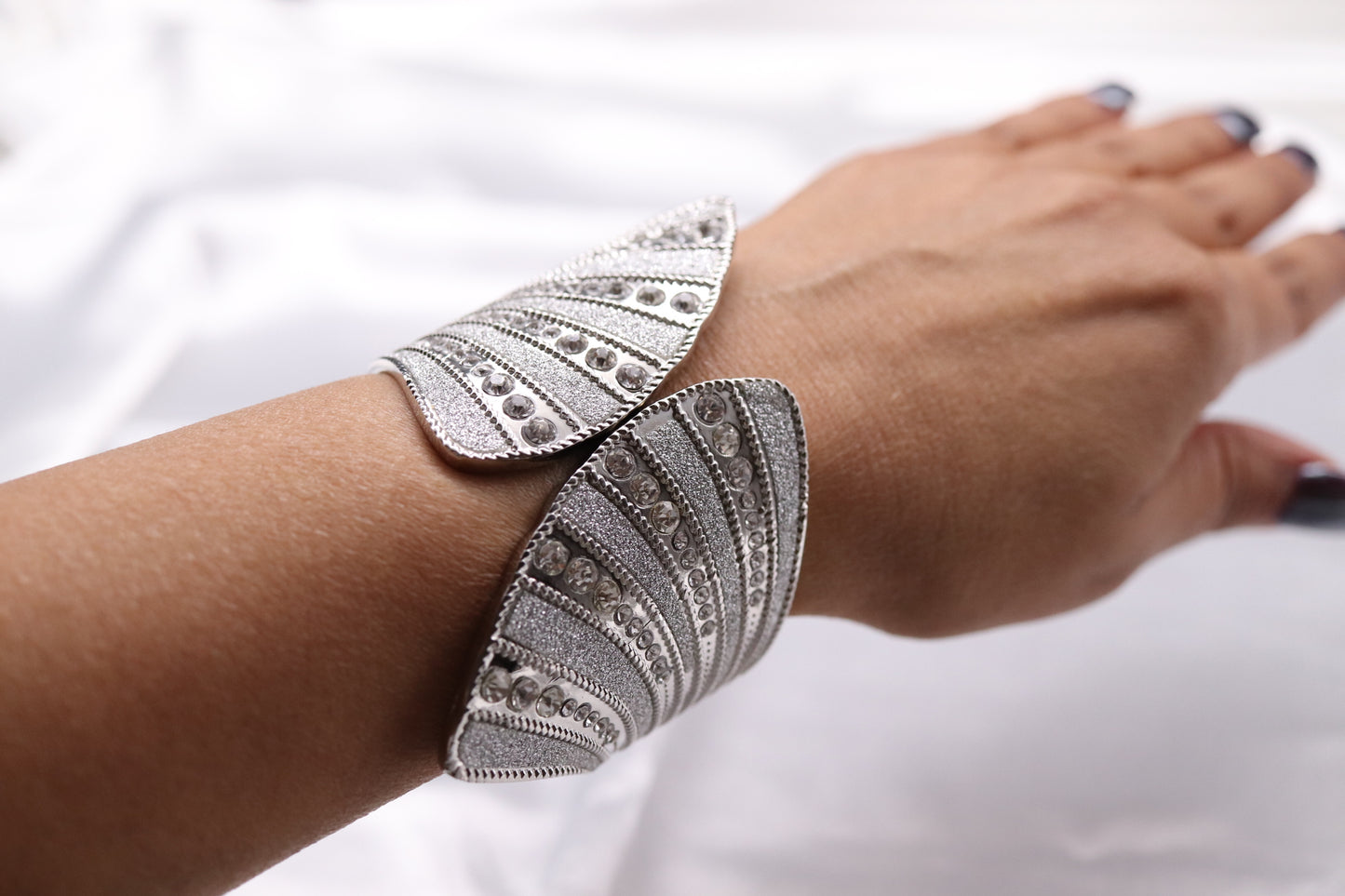 Silver Cuff CZ Bracelet