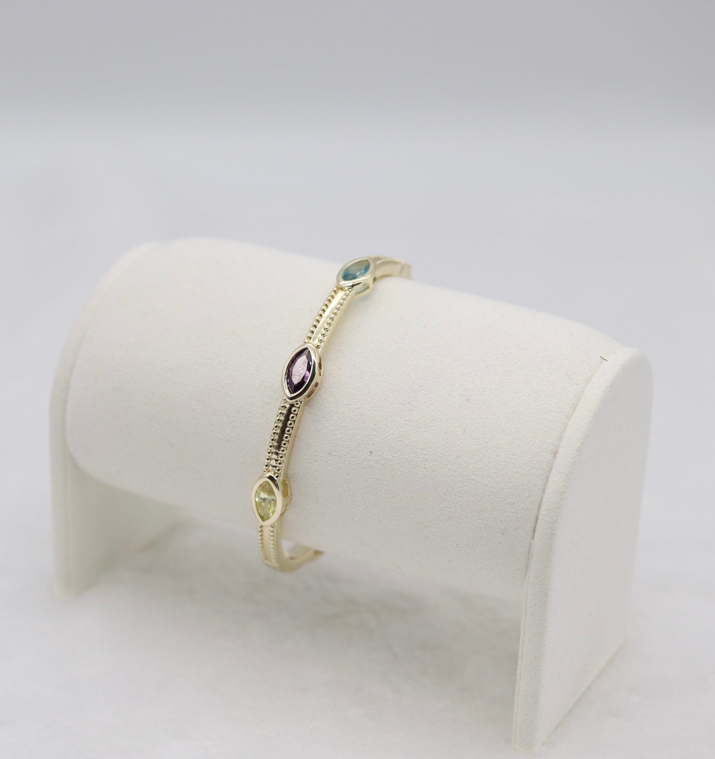 Gold Multicolor Marquise Stone Bangle Bracelet – Playful Elegant Jewelry for Women