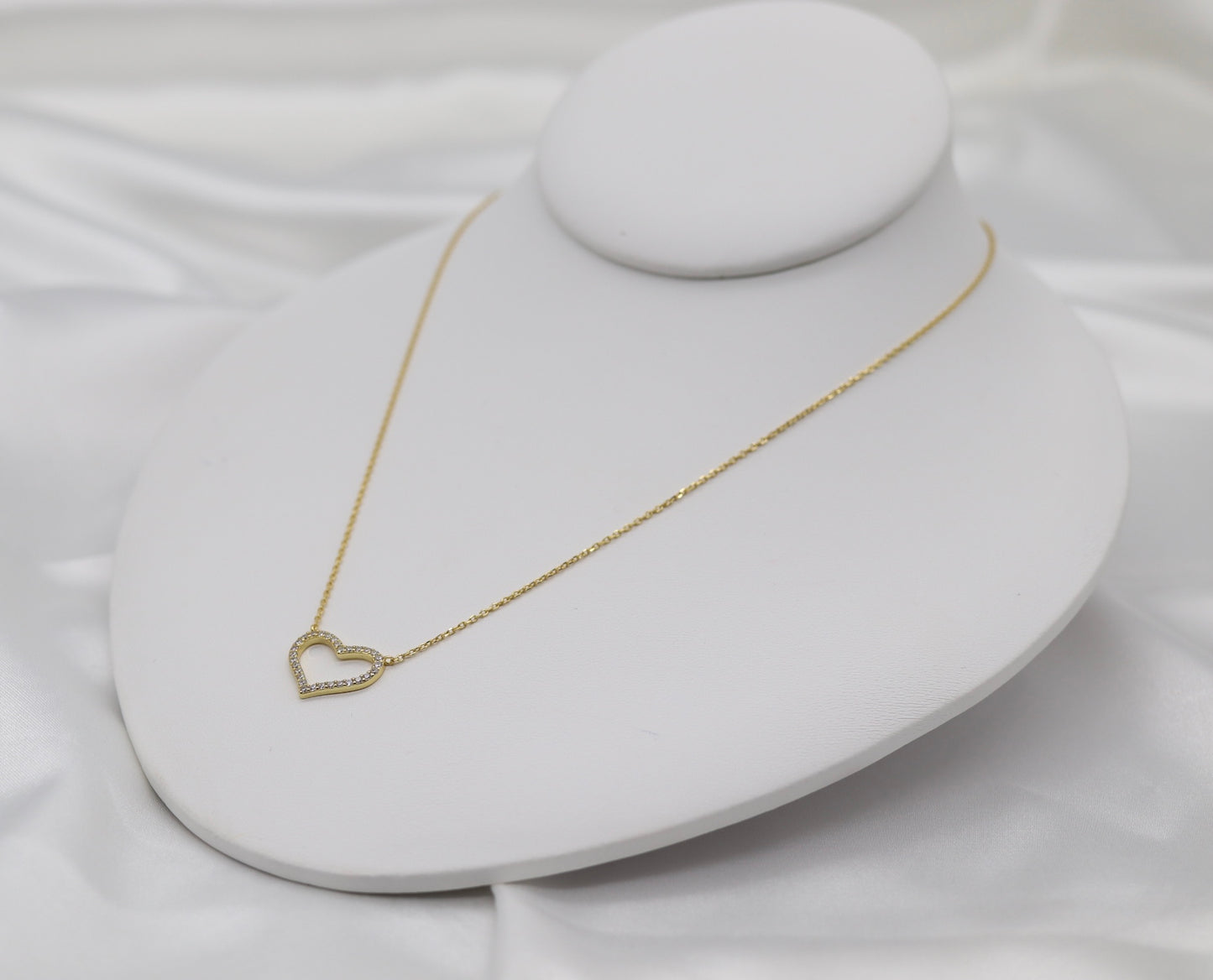 CZ Heart Shaped Pendant Gold Necklace