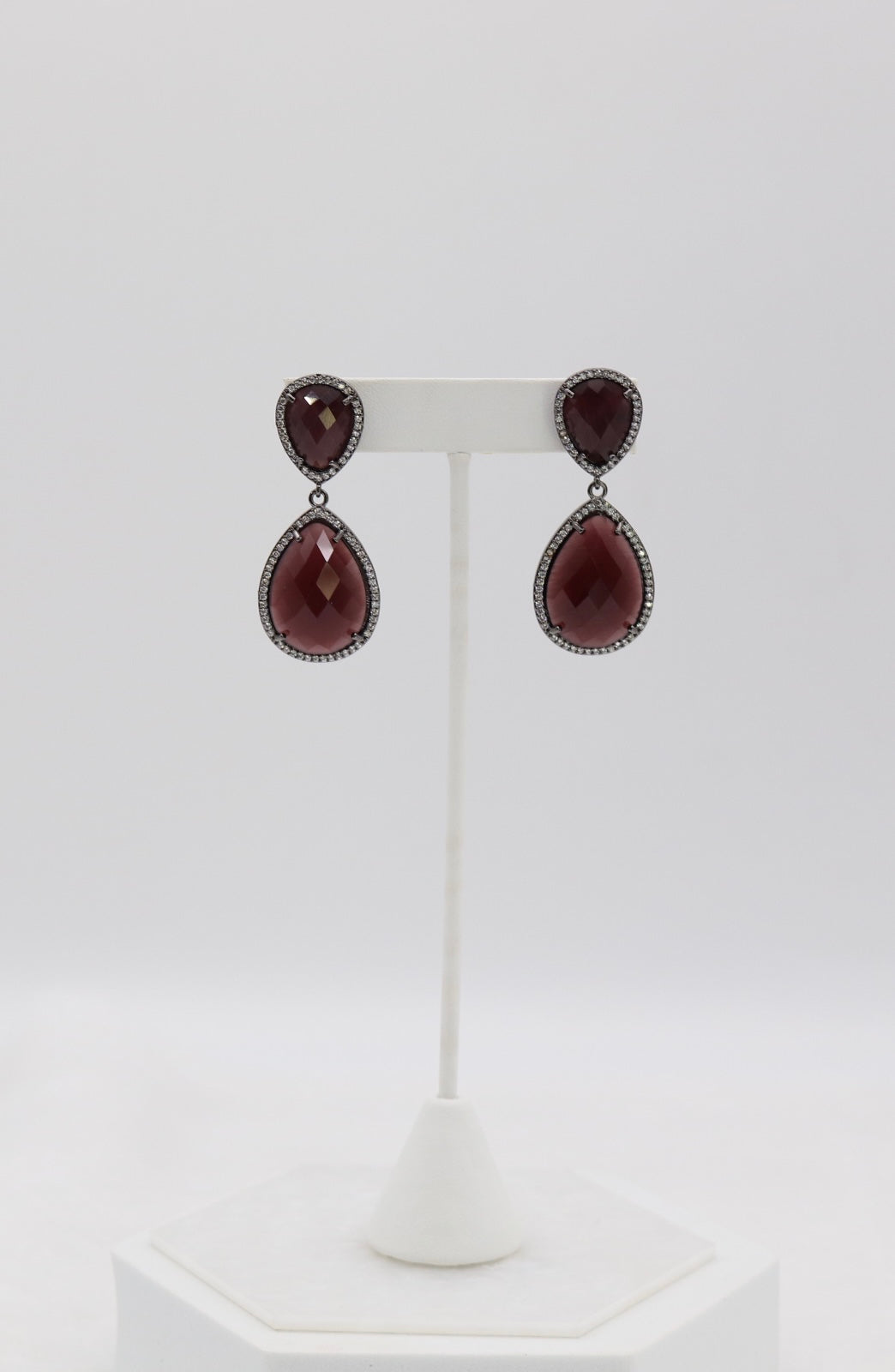 Dark Purple Teardrop Statement Earrings