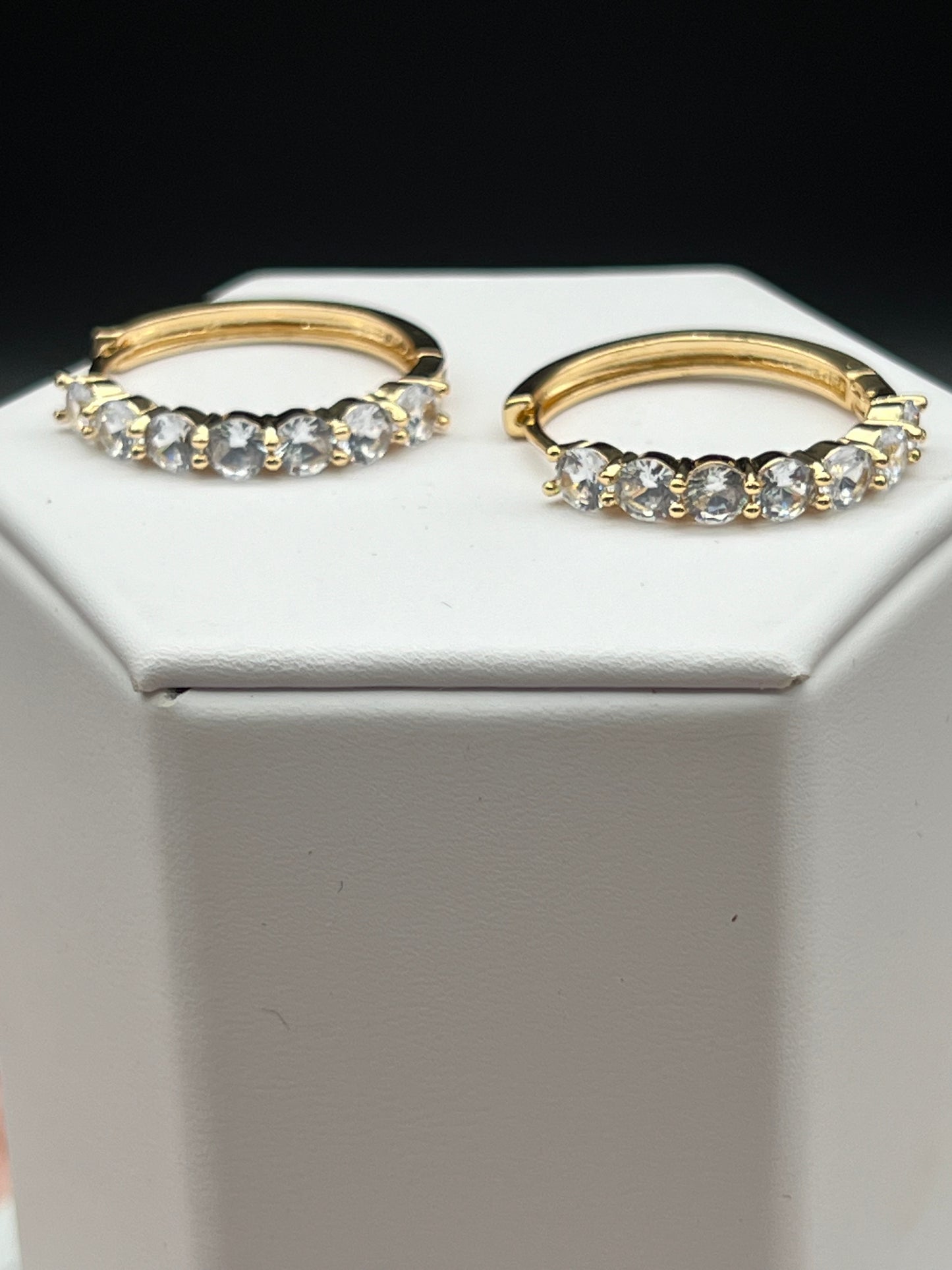 Round Brilliant Cut Diamond CZ Hoop Earrings