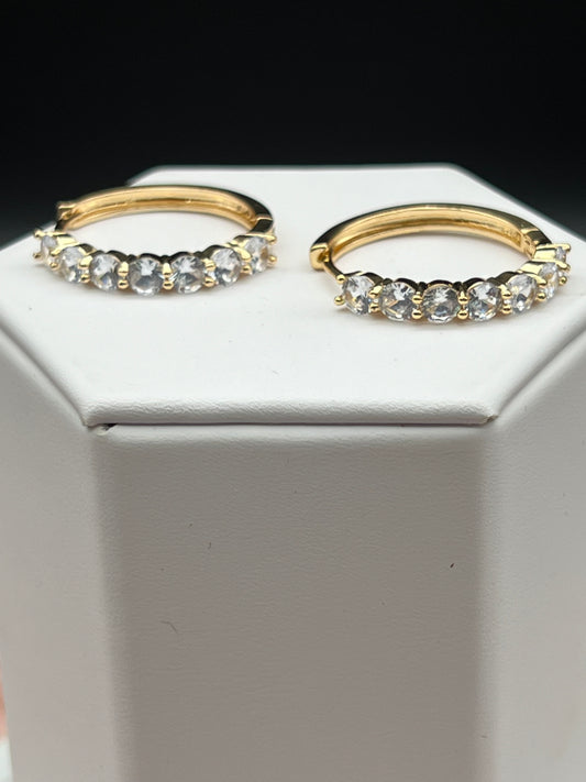 Round Brilliant Cut Diamond CZ Hoop Earrings