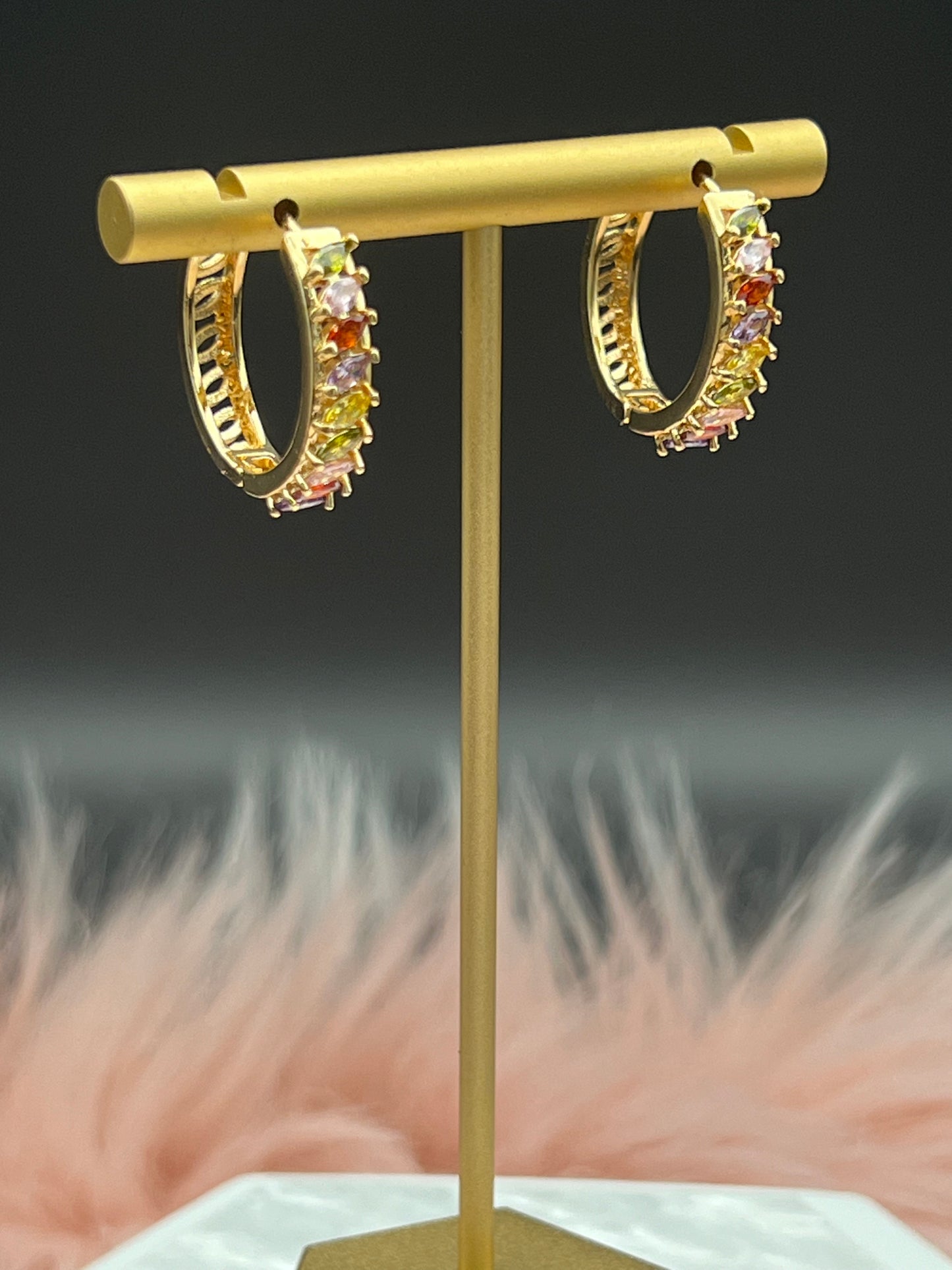 Rainbow Sapphire Hinged Hoop Earrings