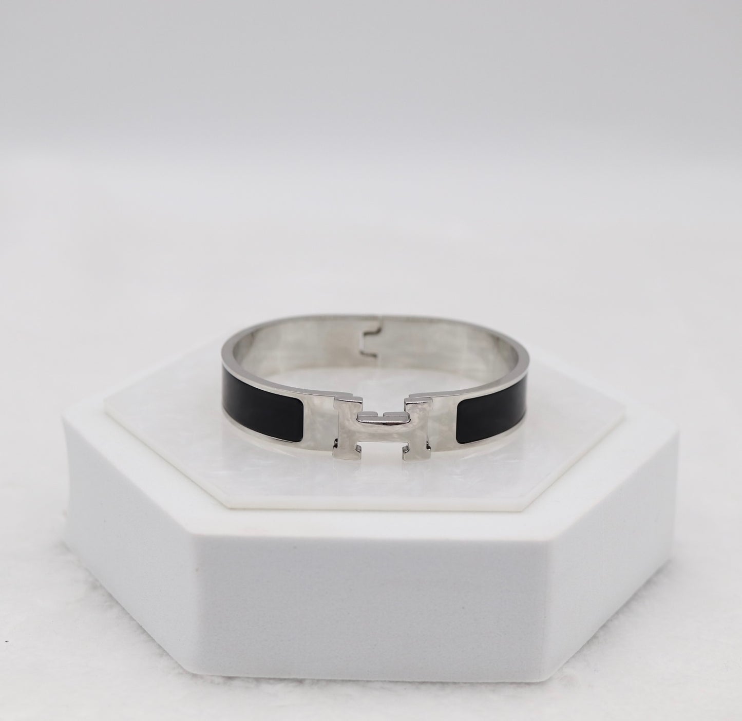 Medium Classic Silver & Black Enamel Bracelet
