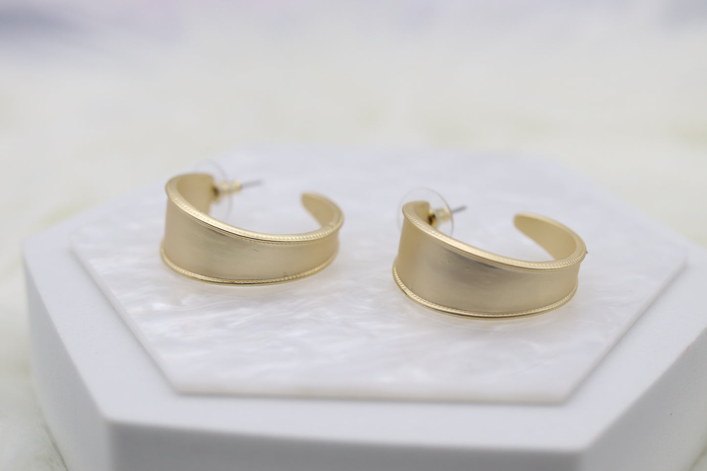 Matte Gold Huggie Thick Hoop Earrings