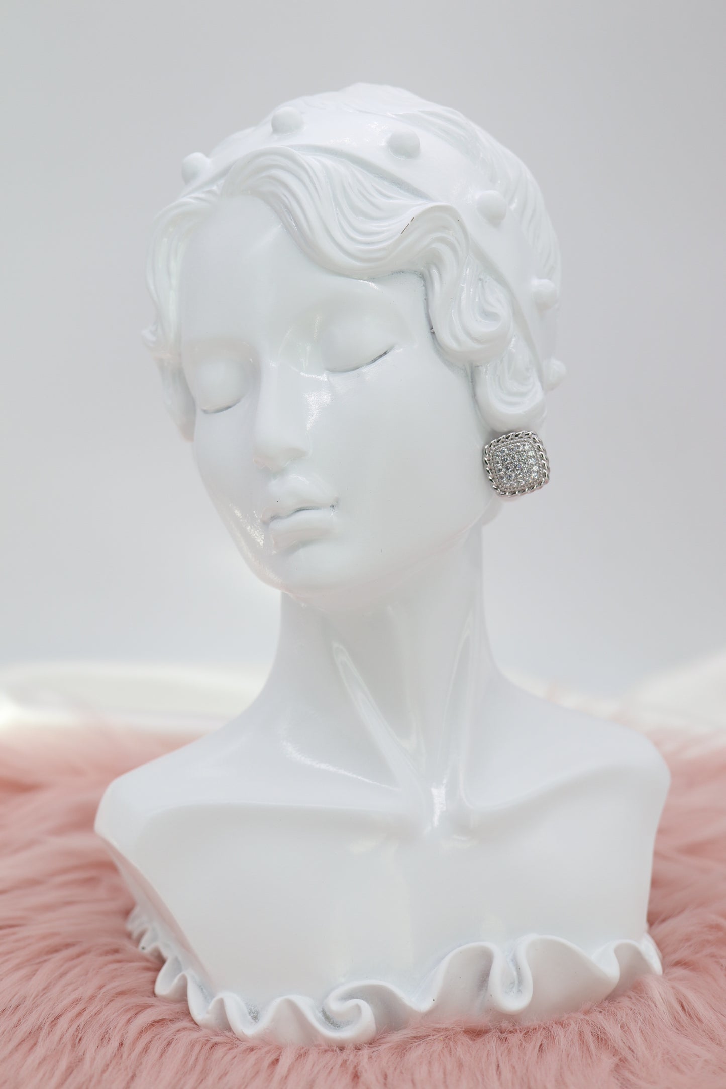 Paved CZ Elegant Square Stud Earrings