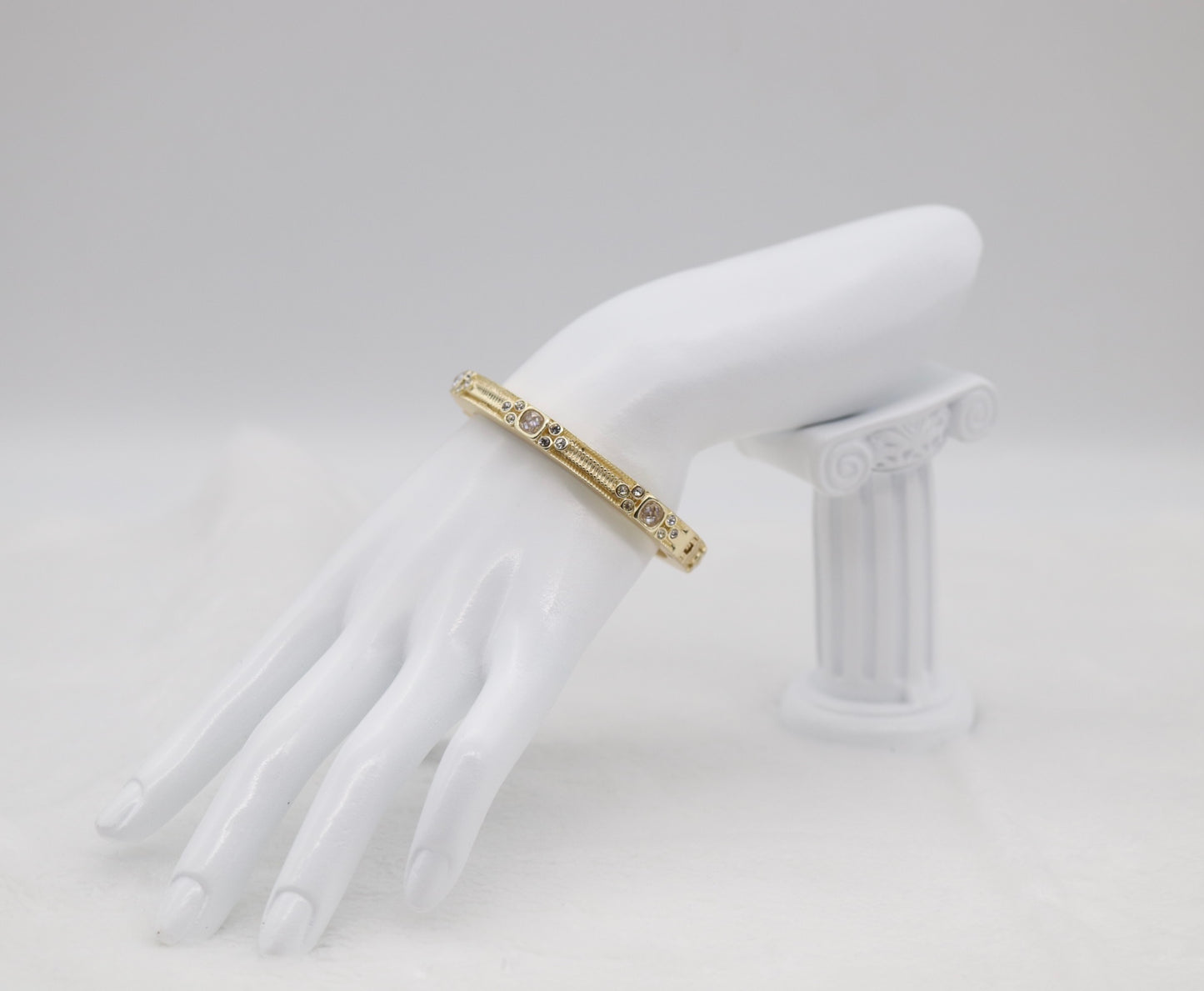 Vintage-Inspired Gold Bracelet with Champagne and Clear CZ Accents