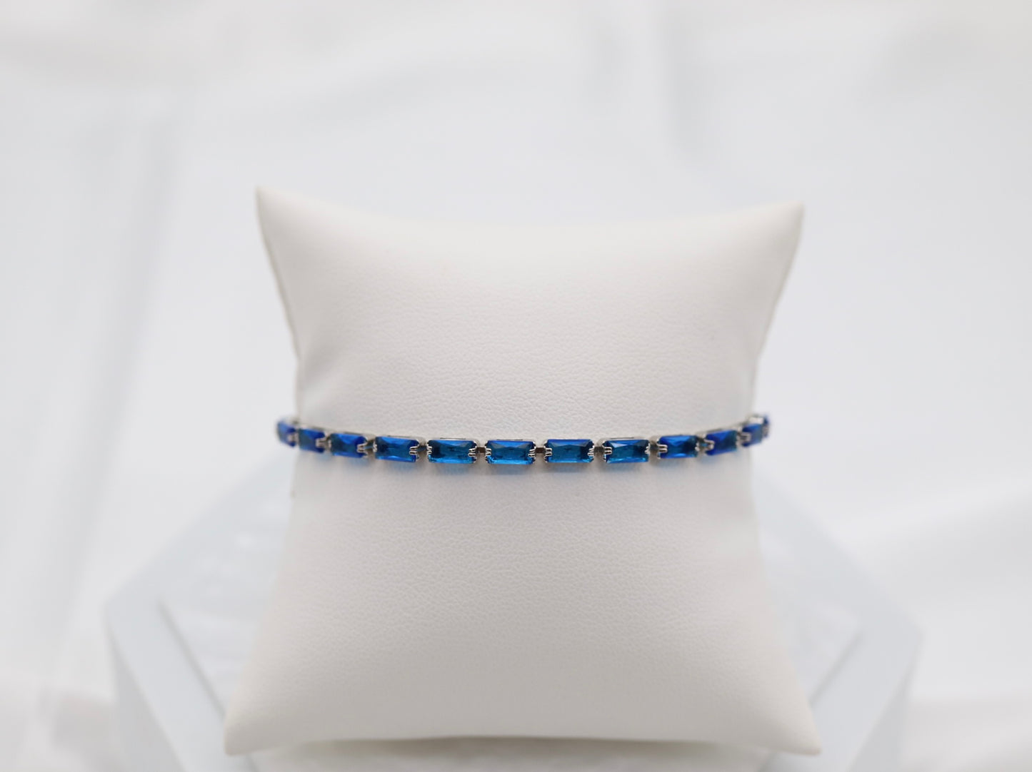Navy Blue Gemstone Adjustable Silver Bracelet