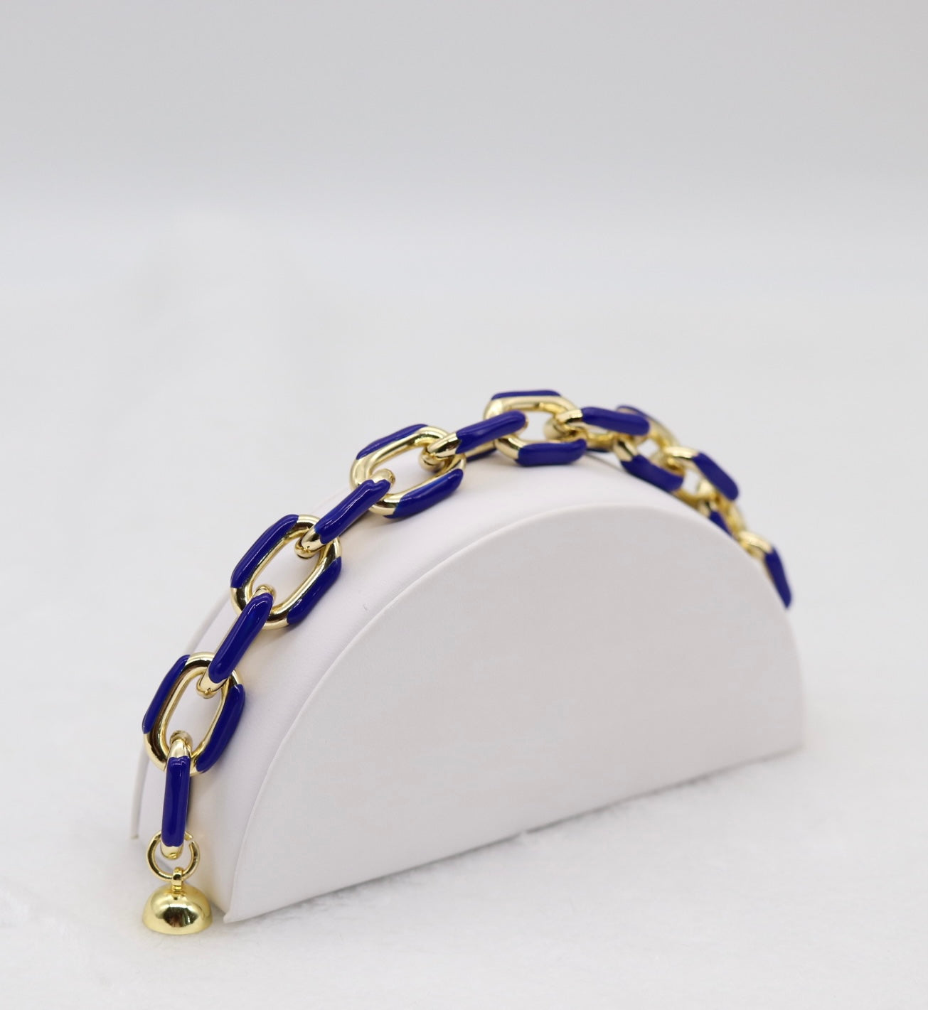 Bold Gold and Blue Link Statement Bracelet