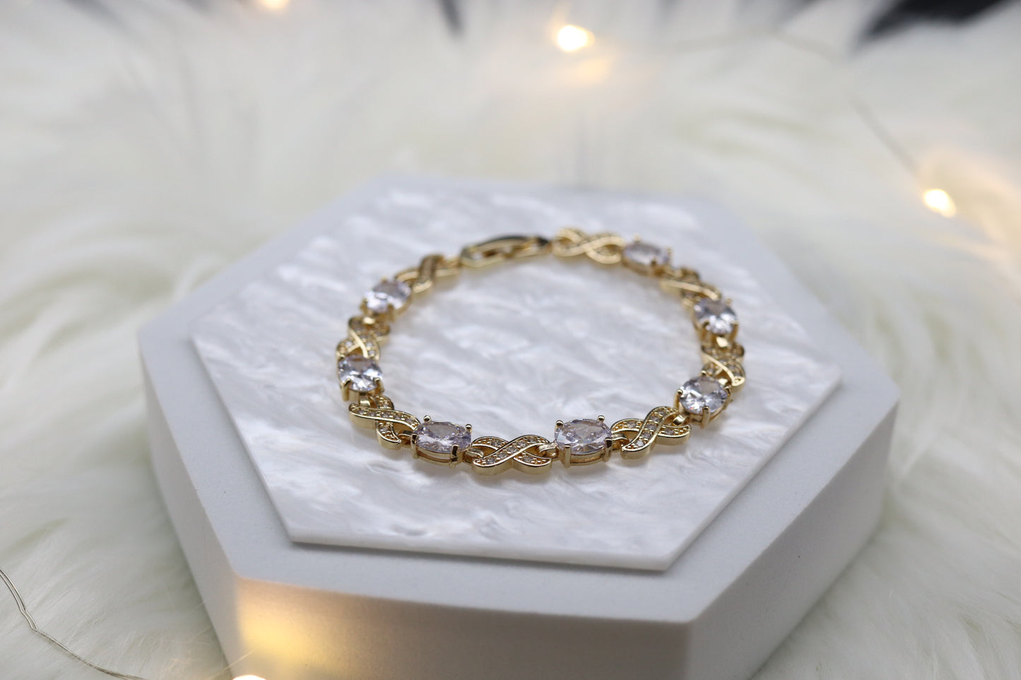 Radiant Crystal Clear Gemstones Infinity Bracelet