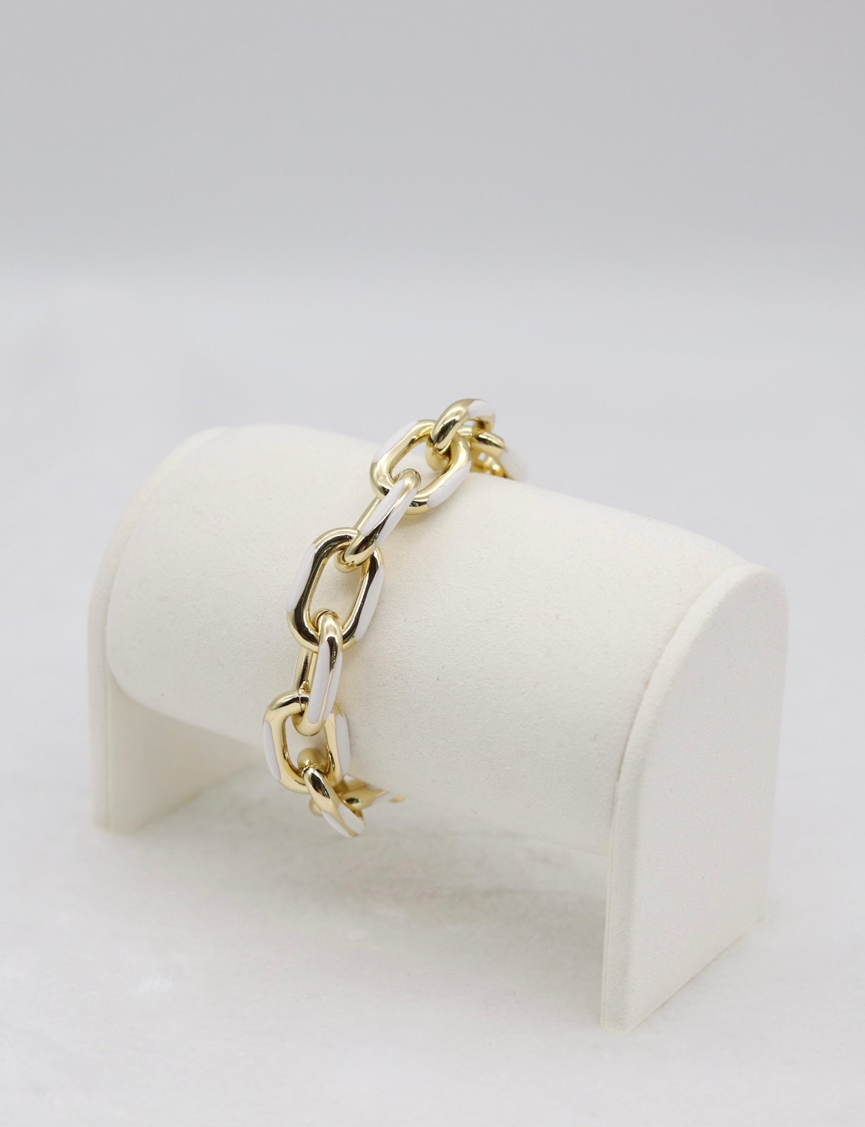 Chic Gold and White Link Statement Bracelet