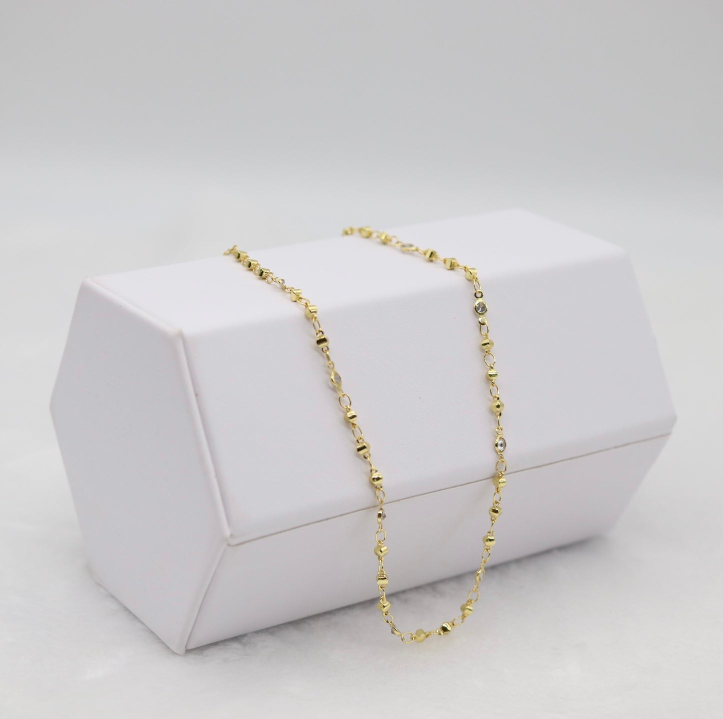 Delicate Gold Beaded Chain Necklace
