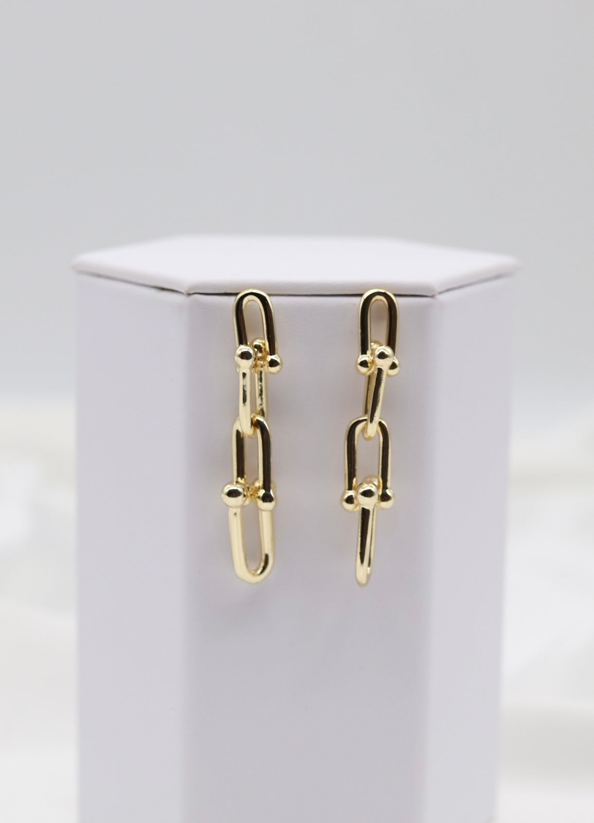 Gold Modern Link Drop Earrings