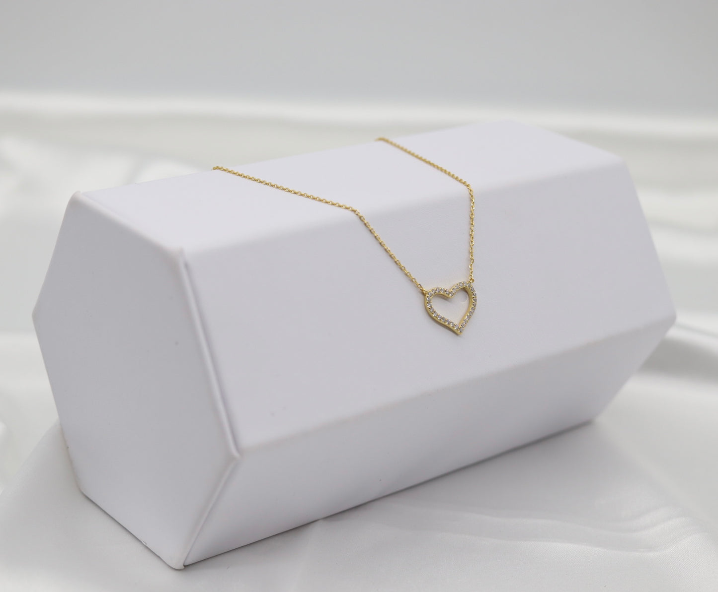 CZ Heart Shaped Pendant Gold Necklace