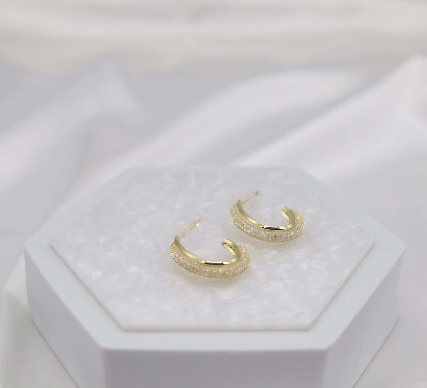 Classic Textured Gold Huggie Earrings