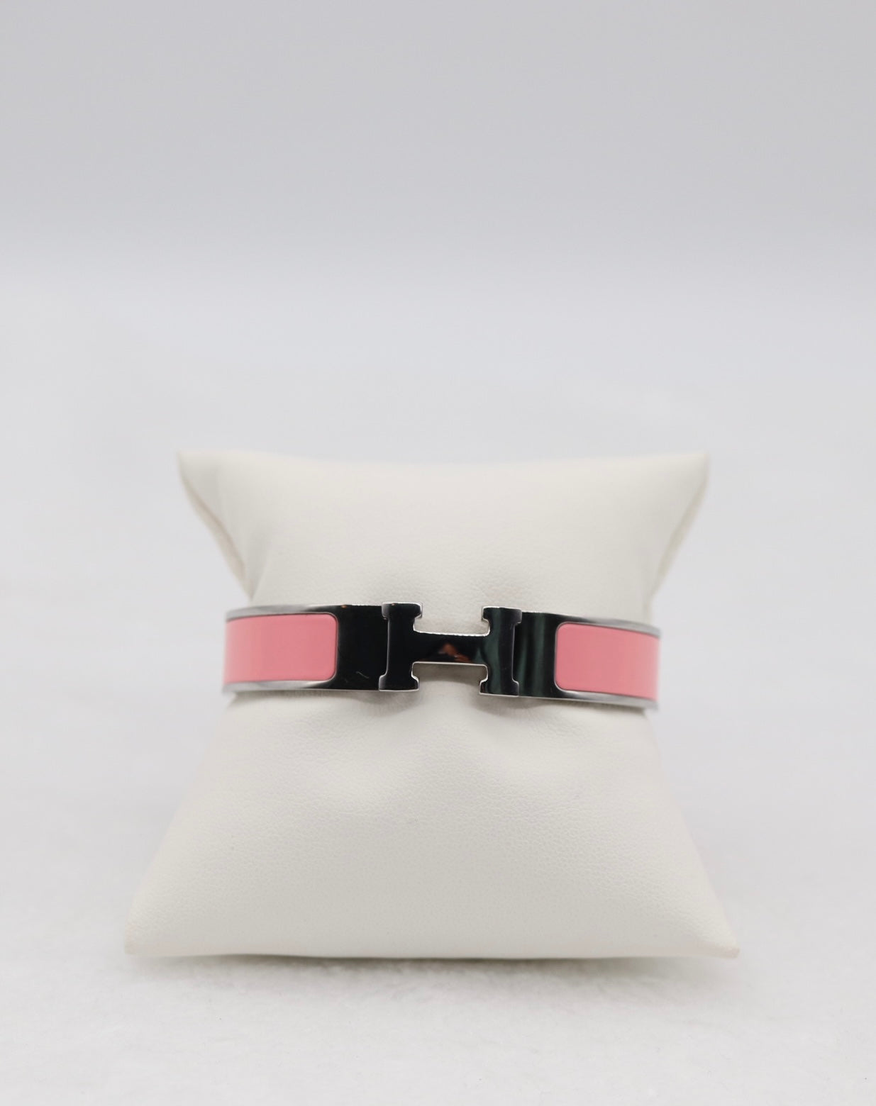 Medium Polished Silver & Pink Enamel Bracelet
