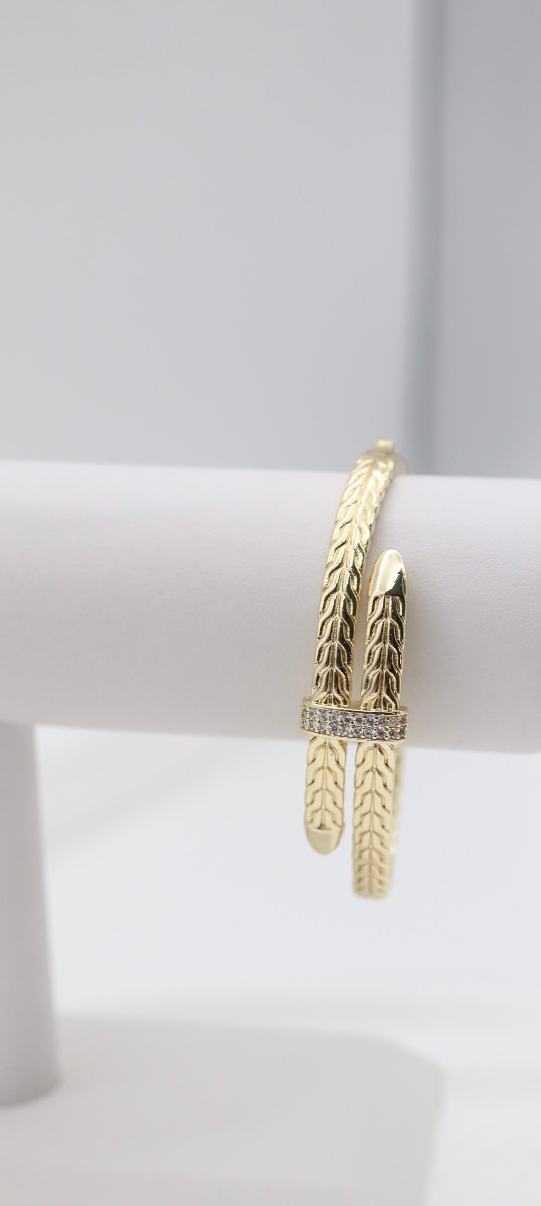 Spear Flex Cuff, Gold CZ Diamonds