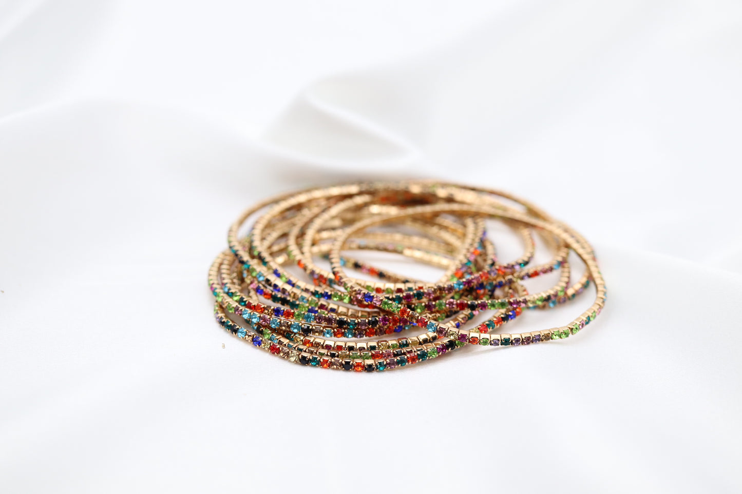 Gold Multi Crystal 12 Piece Bracelet Set